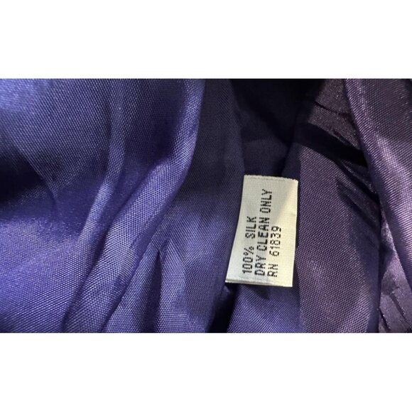 Teri Jon Rickie Freeman Women’s 100% Silk Gown Ruffle Train Dress Purple Size 4 - Picture 10 of 10